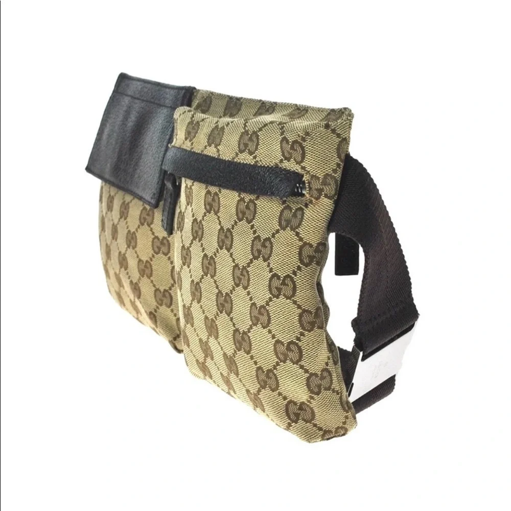 GUCCI GG Vintage Double Belt Bag Monogram